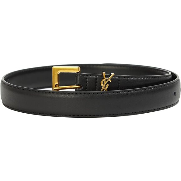 Women’s Gold/black Leather Belts 2.8cm Wide For Jeans Pants Fashion Buckle - Picture 1 of 4